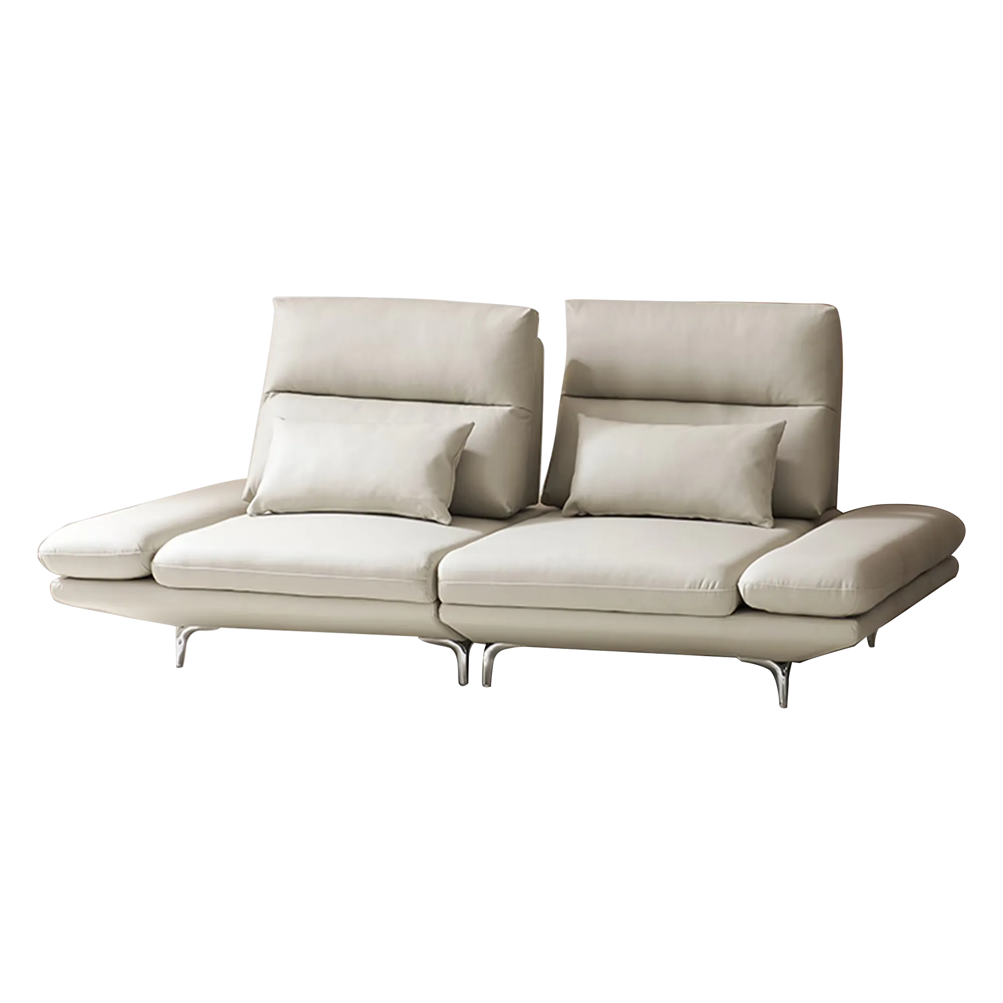 Inez 3 Seater Adjustable Sofa - Warm Grey (Faux Leather)