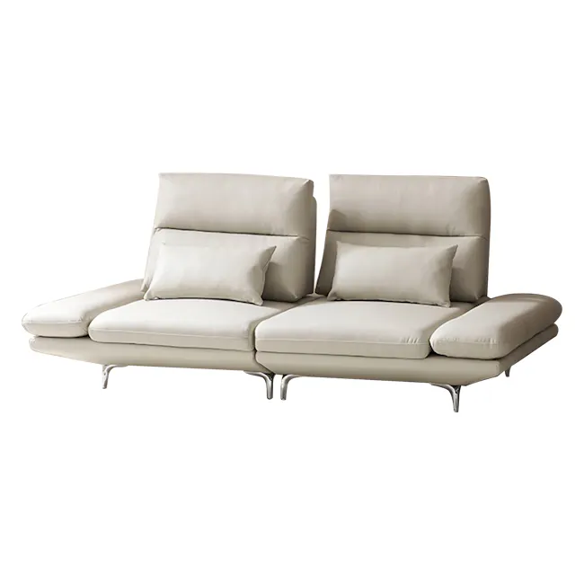 Inez 3 Seater Adjustable Sofa - Warm Grey (Faux Leather) - 1