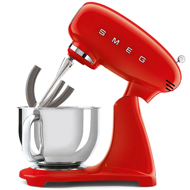 SMEG Stand Mixer Full Colour - Red - 4 - Red electric stand mixer, whisk attachment, modern design, stainless steel bowl