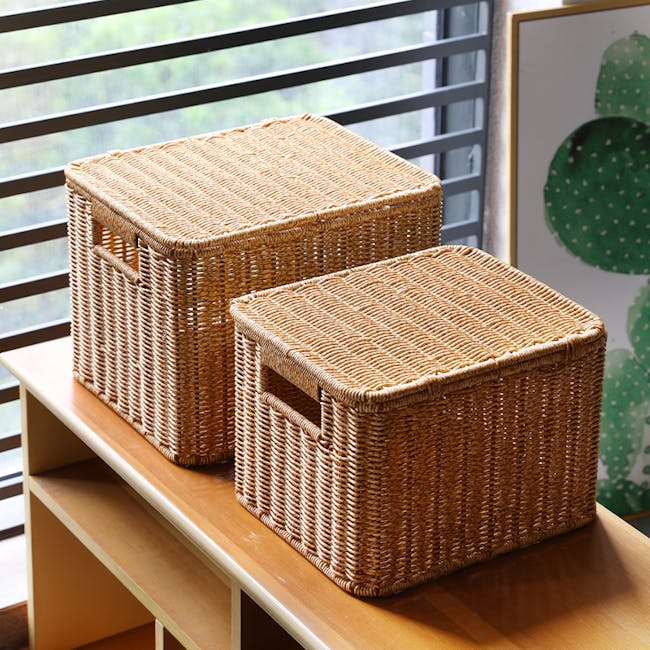 Godo Rattan Storage Basket With Lid (3 Sizes) - 3