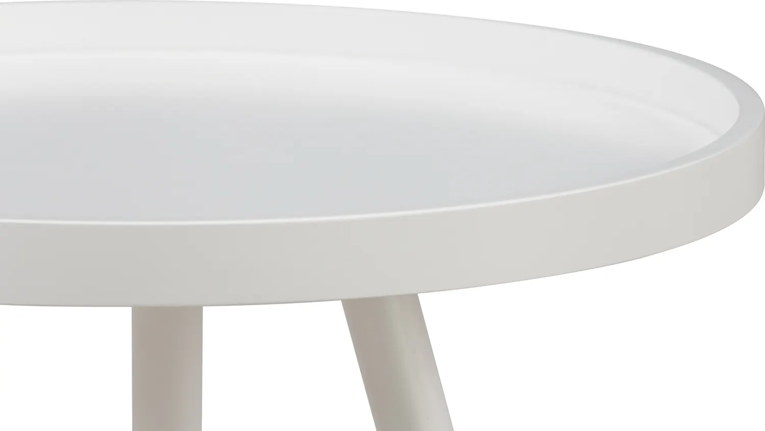Aiko Queen Bed with Innis Side Table in White - 15 - White, modern, minimalist, round table, sleek design, simple decor