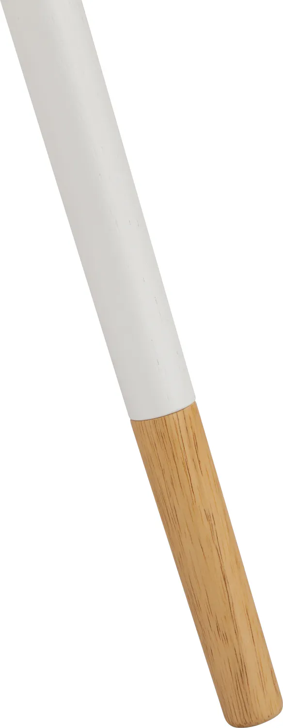 Aiko Queen Bed with Innis Side Table in White - 16 - White cylindrical pipe, wooden handle, smooth surface, natural wood