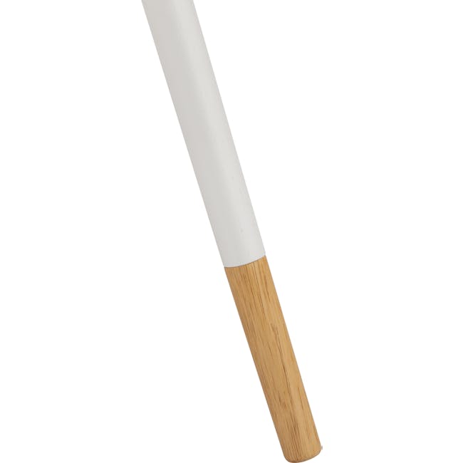 Aiko Queen Bed with Innis Side Table in White - 16 - White cylindrical pipe, wooden handle, smooth surface, natural wood