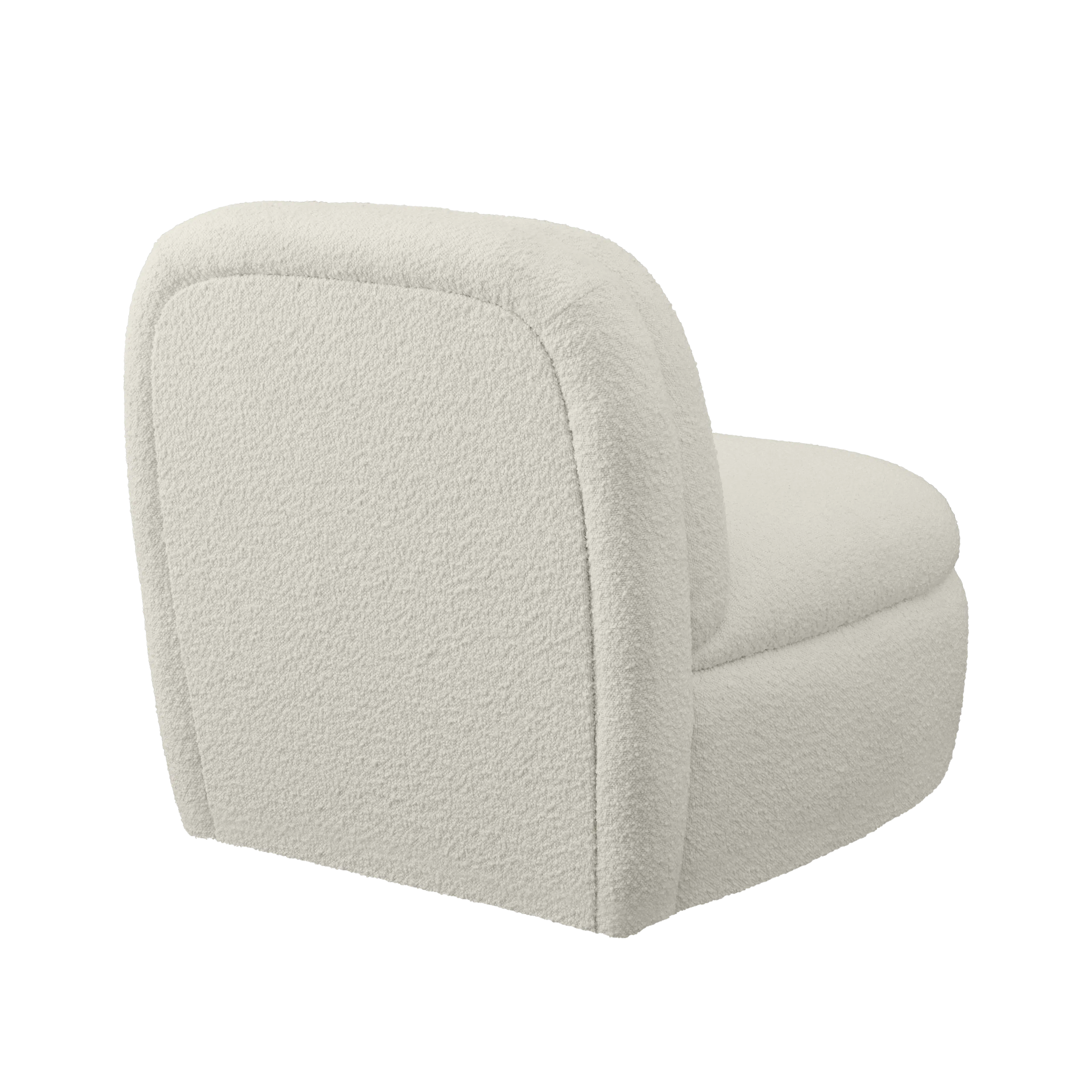 Freya Swivel Lounge Chair - 10 - Cream upholstered armchair, soft texture, plush fabric, modern design, comfortable seating