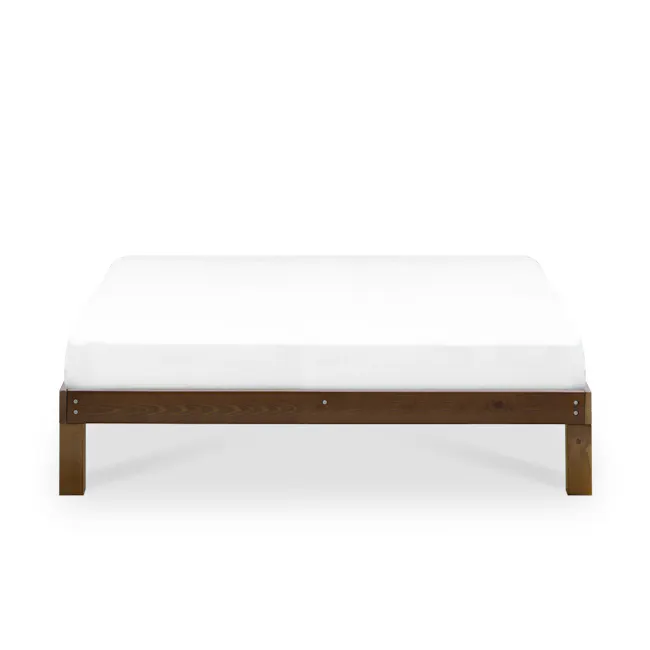 Katana Queen Wooden Bed - Walnut - 1 - Wooden bed frame, white bedding, minimalist design, modern aesthetic, simple decor