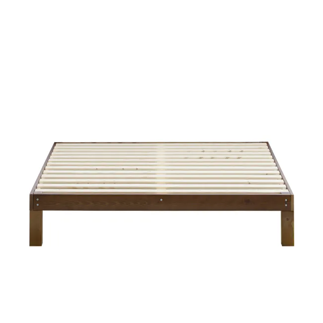 Katana Queen Wooden Bed - Walnut - 3 - Wooden bed frame, wooden slats, wooden plank design, wooden bed structure, wooden bed