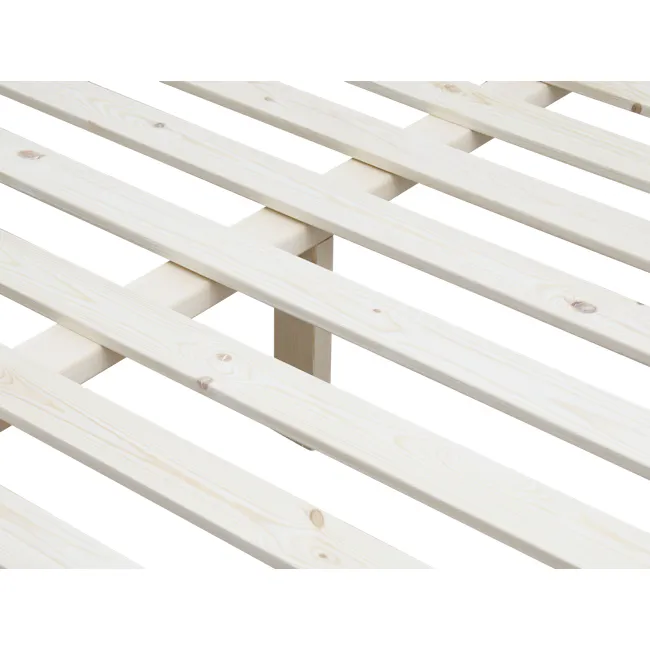 Katana Queen Wooden Bed - Walnut - 6 - Light-colored wooden slats, natural wood grain, clean and polished finish, rustic
