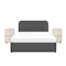 Nolan Queen Storage Bed in Hailstorm with 2 Asher Narrow Bedside Table