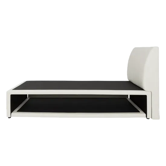 ESSENTIALS Single Trundle Bed - White (Faux Leather) - 7
