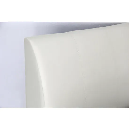 ESSENTIALS Single Trundle Bed - White (Faux Leather) - 9 - White leather sofa, minimalist design, smooth texture, elegant