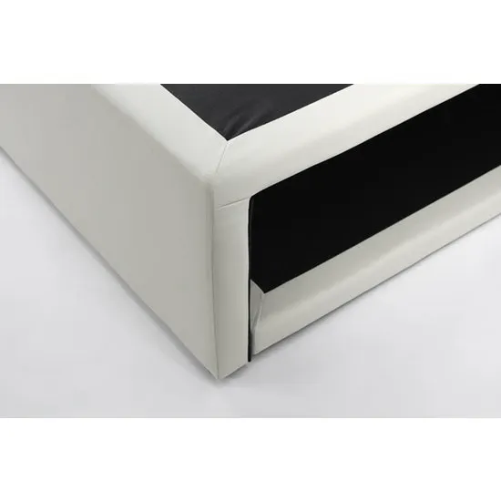 ESSENTIALS Single Trundle Bed - White (Faux Leather) - 10 - White and black modern sofa frame, sleek design, minimalist
