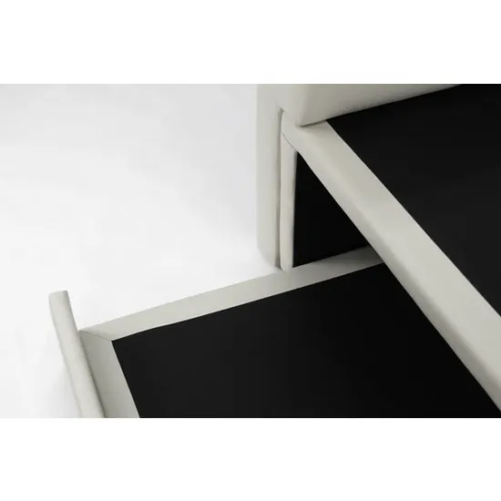 ESSENTIALS Single Trundle Bed - White (Faux Leather) - 11 - Modern minimalist furniture, sleek black and white design