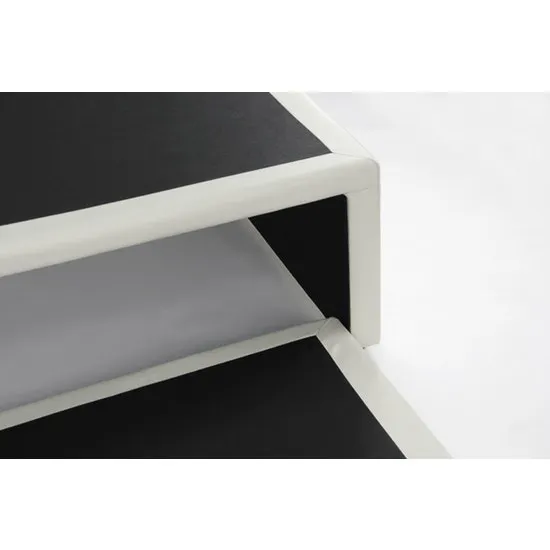 ESSENTIALS Single Trundle Bed - White (Faux Leather) - 12 - Black and white modern table with clean lines, minimalist
