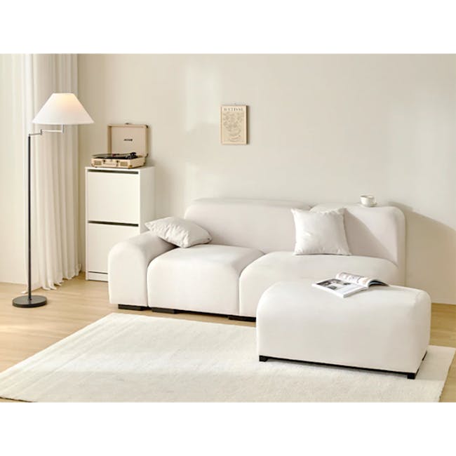 Sono 3 Seater Chaise Sofa - Ivory (Pet Friendly) - 2 - Minimalist living room, modern sofa, white decor, cozy atmosphere