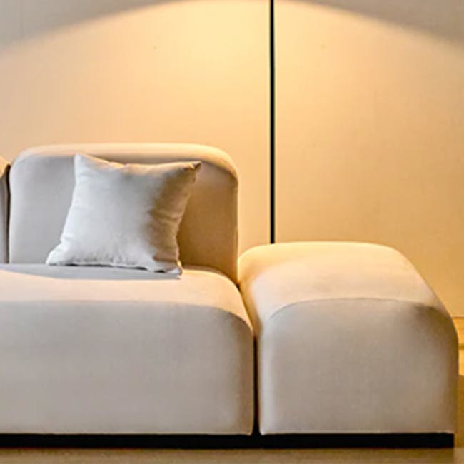 Sono 3 Seater Chaise Sofa - Ivory (Pet Friendly) - 12 - Modern minimalist sofa, soft beige upholstery, cozy seating area