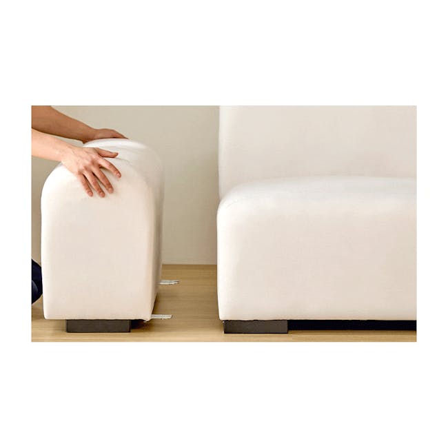 Sono 3 Seater Extended Sofa - Ivory (Pet Friendly) - 18 - White cushion, person's hand, sofa, armrest, armrest adjustment