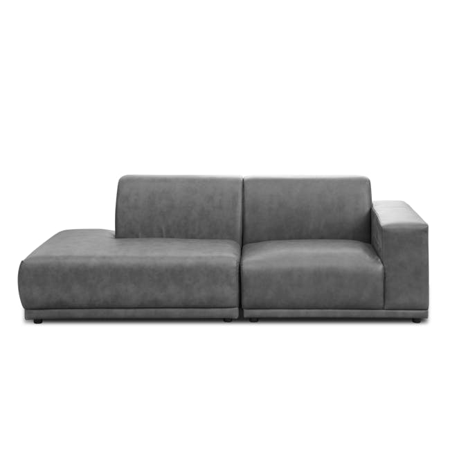 Milan 3 Seater Extended Sofa - Lead Grey (Faux Leather) - 0
