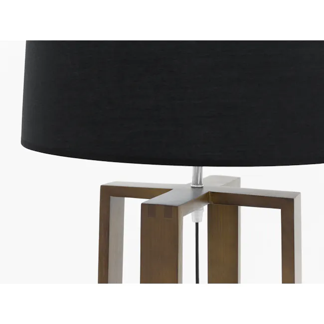 Amber Floor Lamp - Walnut, Black - 3 - modern lamp, black shade, wooden base, geometric design, minimalist style