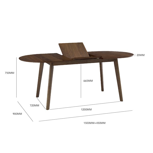 (As-is) Werner Oval Extendable Dining Table 1.5m-2m - Walnut - 10 - 15