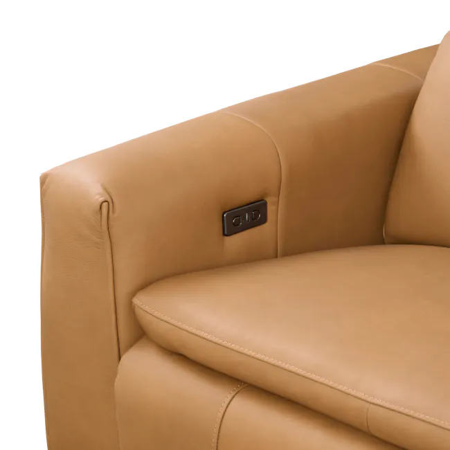 Clyde 4 Seater Power Recliner Sofa - Oslo Tan (Top Grain Leather) - Zero Wall - 11 - Leather sofa, tan upholstery, cushion