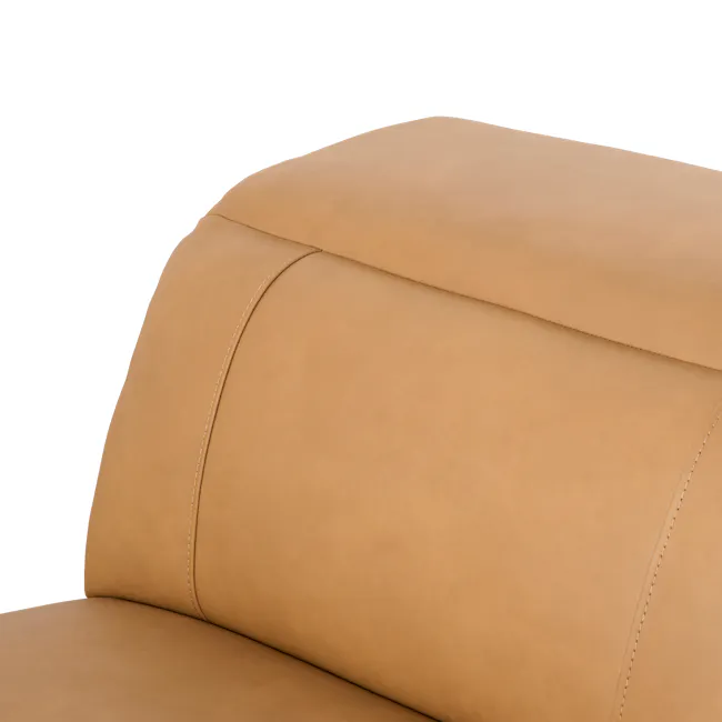 Clyde 4 Seater Power Recliner Sofa - Oslo Tan (Top Grain Leather) - Zero Wall - 17 - Smooth leather surface, beige color