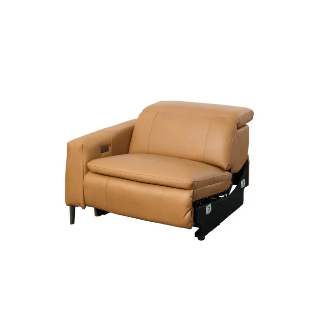 Clyde 4 Seater Power Recliner Sofa - Oslo Tan (Top Grain Leather) - Zero Wall - 26 - Leather sofa, tan upholstery, modern