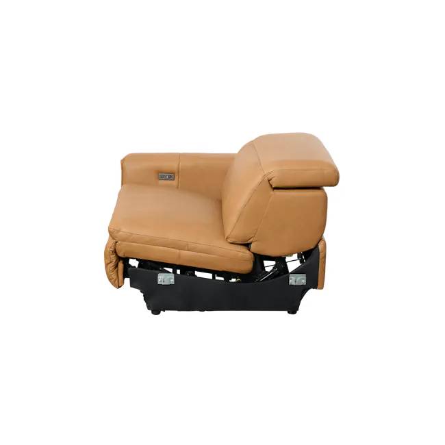 Clyde 4 Seater Power Recliner Sofa - Oslo Tan (Top Grain Leather) - Zero Wall - 29 - Leather armchair, tan upholstery