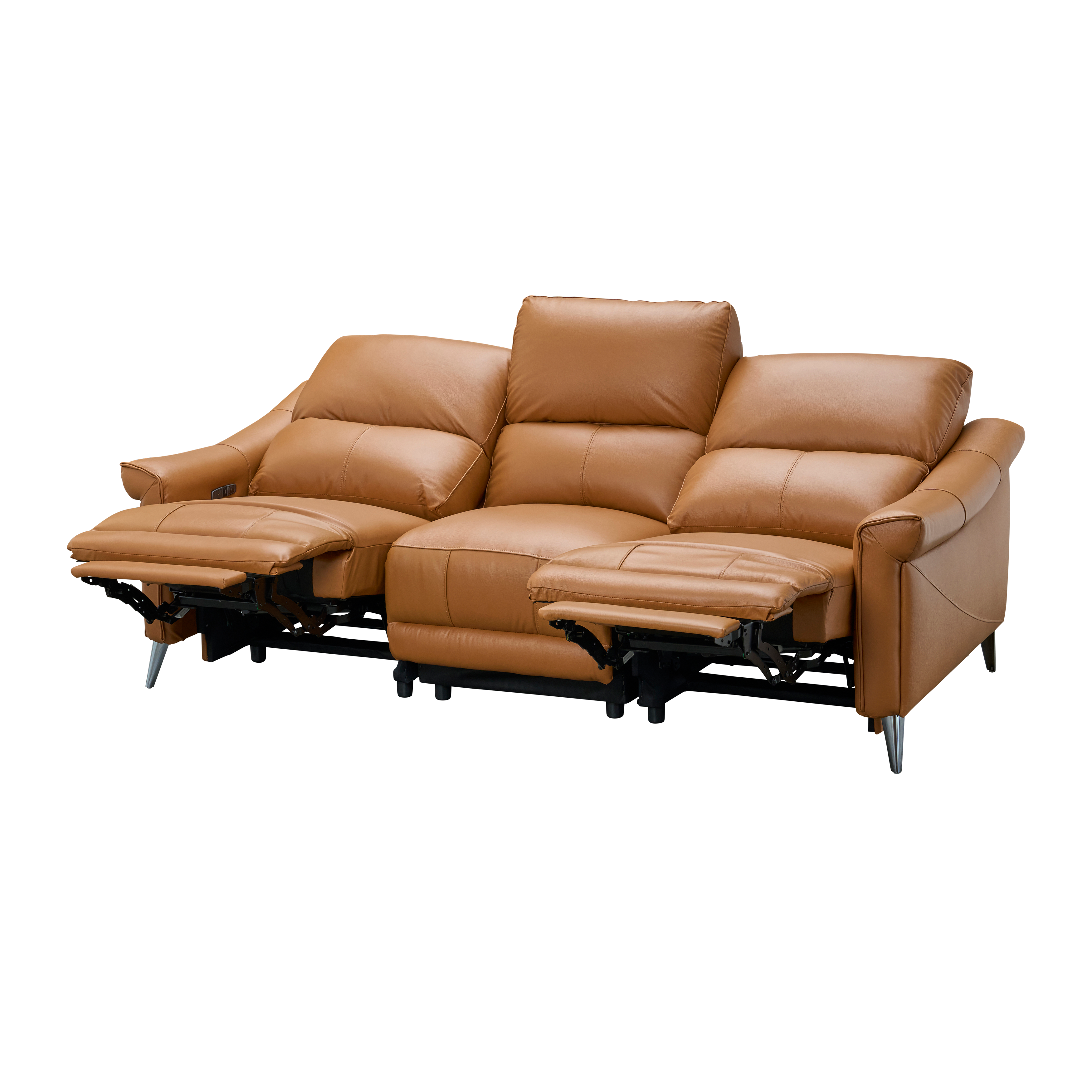 Strato 3 Seater Power Recliner Sofa - Crimson Tan (Top Grain Leather) - Zero Wall