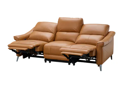 Strato 3 Seater Power Recliner Sofa - Crimson Tan (Top Grain Leather) - Zero Wall