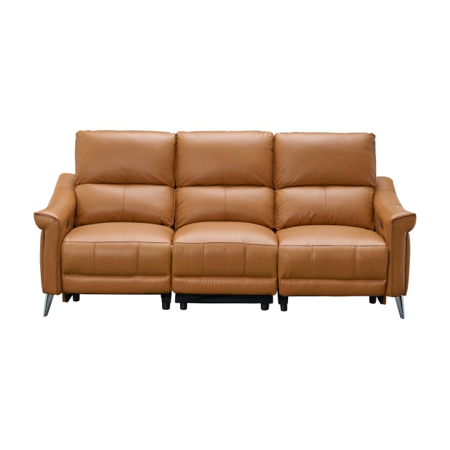 Strato 3 Seater Power Recliner Sofa - Crimson Tan (Top Grain Leather) - Zero Wall - 9