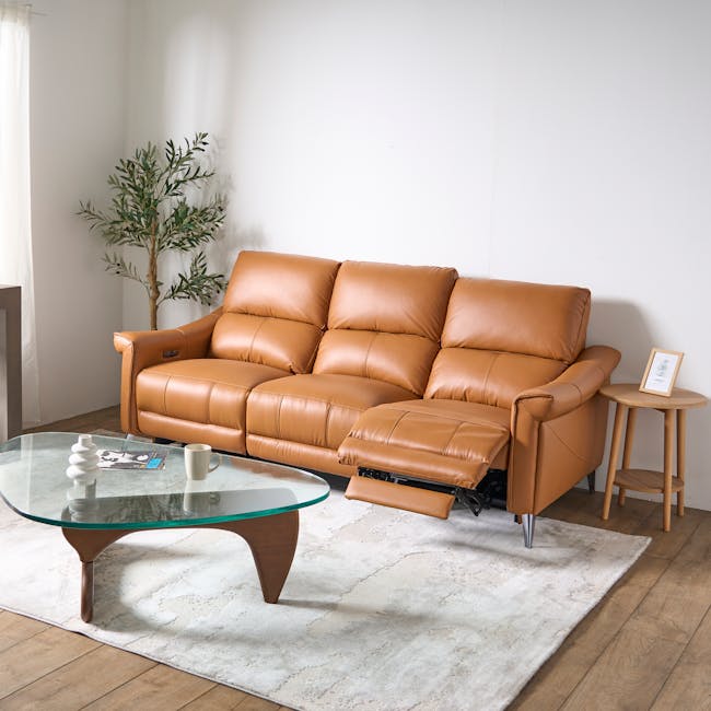 Strato 3 Seater Power Recliner Sofa - Crimson Tan (Top Grain Leather) - Zero Wall - 6