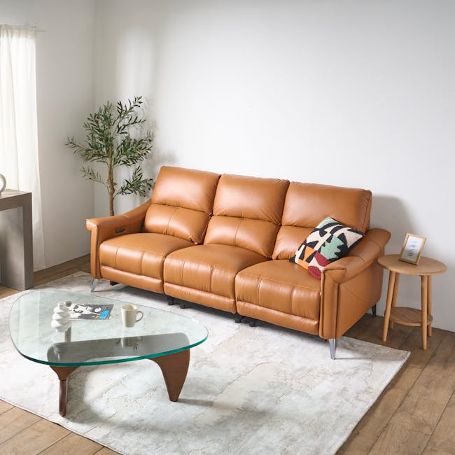 Strato 3 Seater Power Recliner Sofa - Crimson Tan (Top Grain Leather) - Zero Wall - 7