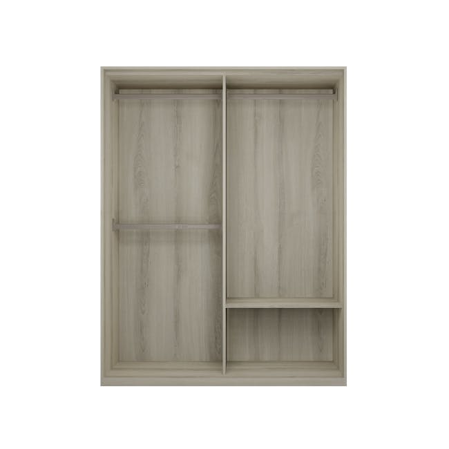 Lorren Sliding Door Wardrobe 1 - Matte White, White Oak - 1
