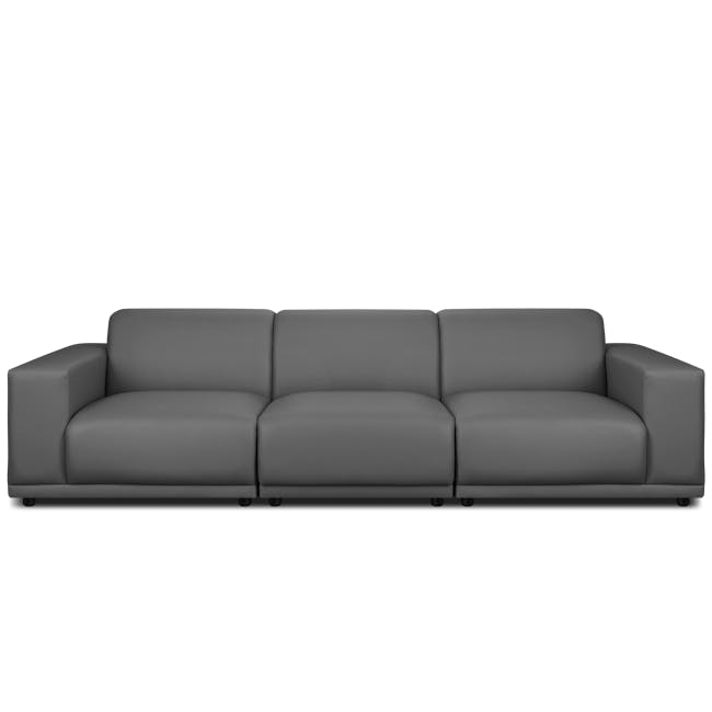 Milan Right Arm Unit - Smokey Grey (Faux Leather) - 9 - Grey upholstered sectional sofa, modern design, sleek lines