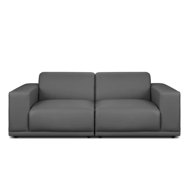 Milan 3 Seater Sofa - Smokey Grey (Faux Leather) - 1 - Grey leather sofa, modern design, sleek lines, comfortable seating