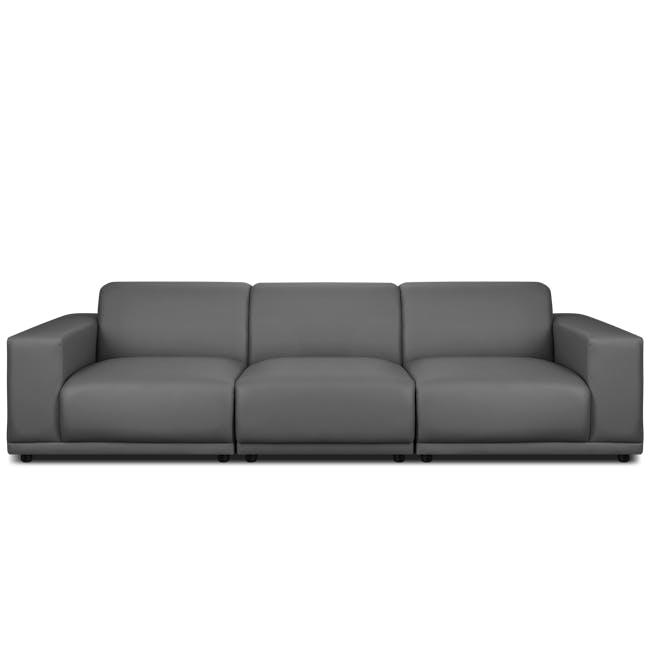 Milan 3 Seater Sofa with Ottoman - Smokey Grey (Faux Leather) - 2