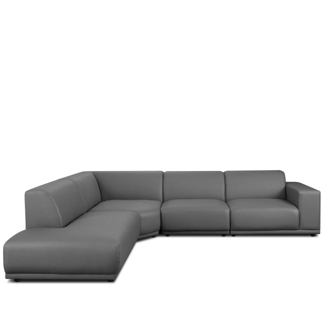 Milan 3 Seater Sofa with Ottoman - Smokey Grey (Faux Leather) - 3
