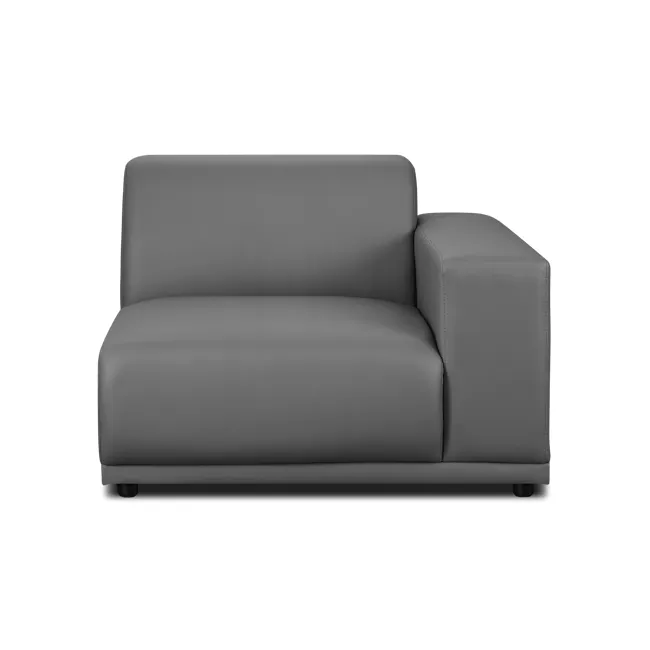 Milan 4 Seater Extended Sofa - Smokey Grey (Faux Leather) - 4 - Grey upholstered sofa, modern design, sleek lines