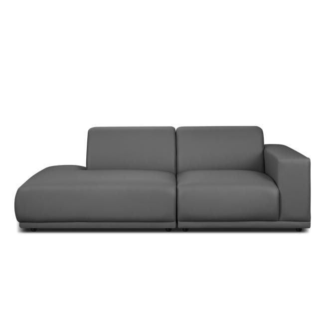 Milan 4 Seater Sofa with Ottoman - Smokey Grey (Faux Leather) - 7