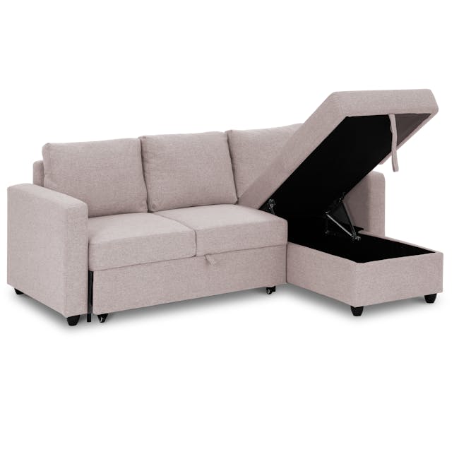 Mia L-Shaped Storage Sofa Bed - Pastel Pink - 4