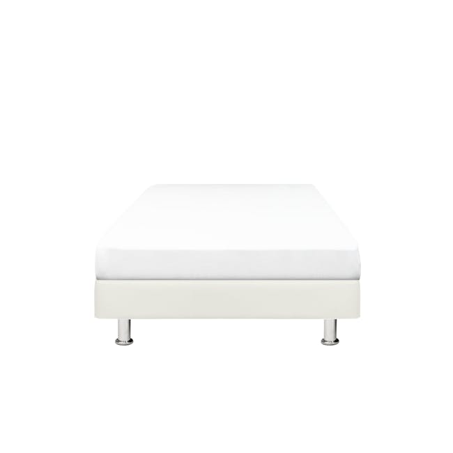 ESSENTIALS Single Divan Bed - White (Faux Leather) - 1 - White minimalist bed with clean lines, minimalist design, modern