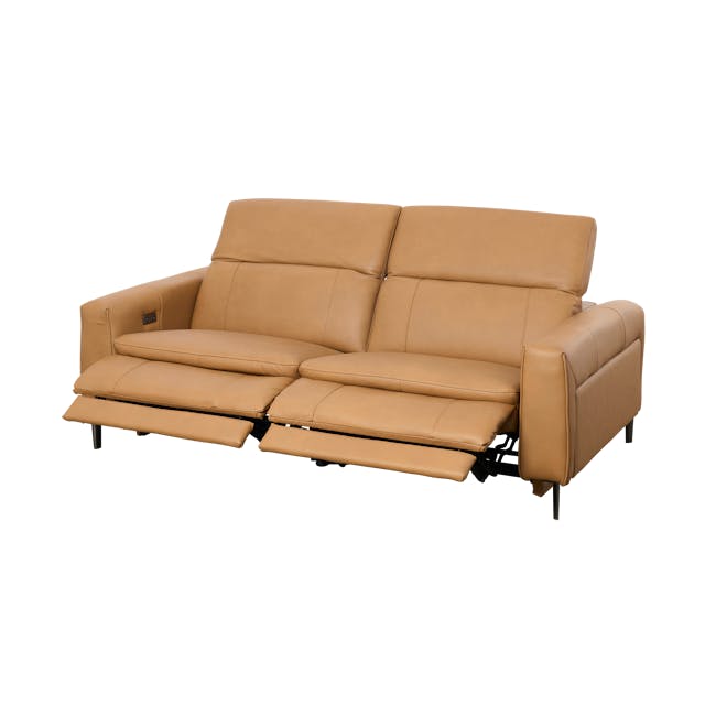 Clyde 3 Seater Power Recliner Sofa - Oslo Tan (Top Grain Leather) - Zero Wall - 1