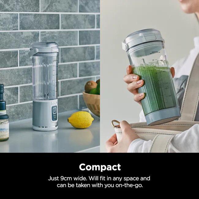 Ninja Blast - Black - 6 - Ninja blender, compact design, 9cm wide, fits in any space, on-the-go, green liquid, citrus fruit