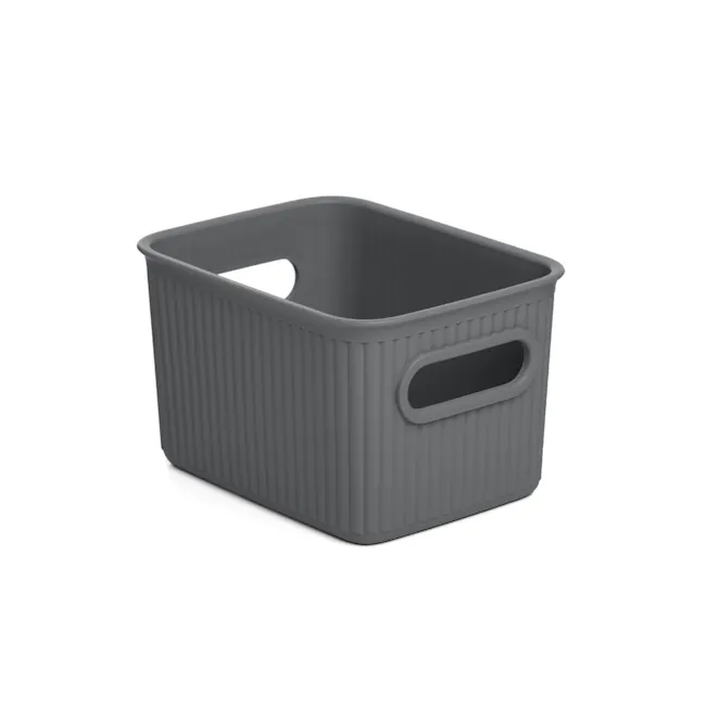 Tatay Organizer Storage Basket - Grey (4 Sizes) - 5L - 10 - Grey textured storage bin, sleek design, durable material