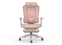 Zenith Ergonomic Chair With Leg Rest - Light Grey / Pink