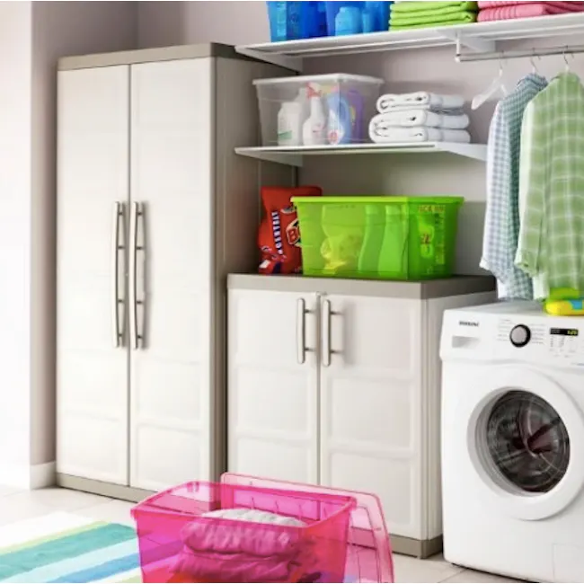 Excellence XL Base Cabinet - 3 - white cabinet, laundry room, organized storage, white laundry hamper, white washing