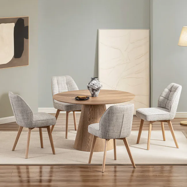 Vilda Dining Chair - Oak, Light Grey - 2