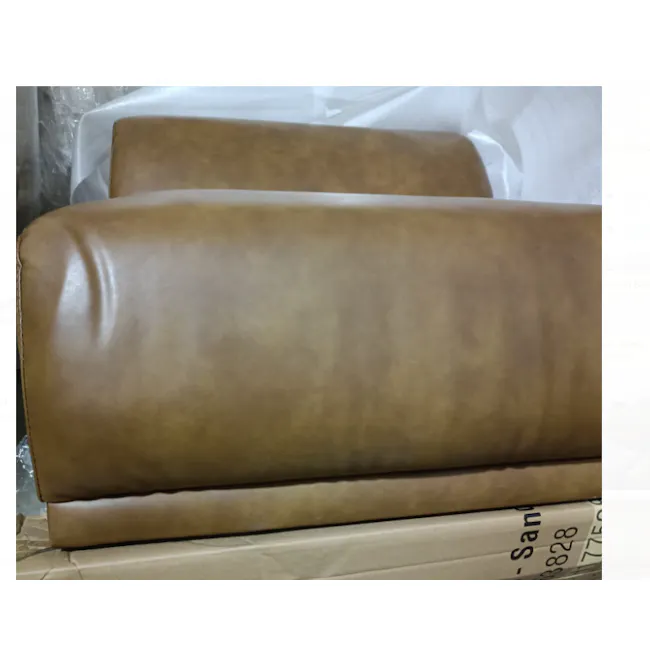 (As-is) Milan 3 Seater Right Arm Chaise Sofa with Ottoman - Tan (Faux Leather) - 1 - 10