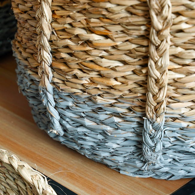 ecoHOUZE Seagrass Storage Basket With Handles - Grey (3 Sizes) - 4