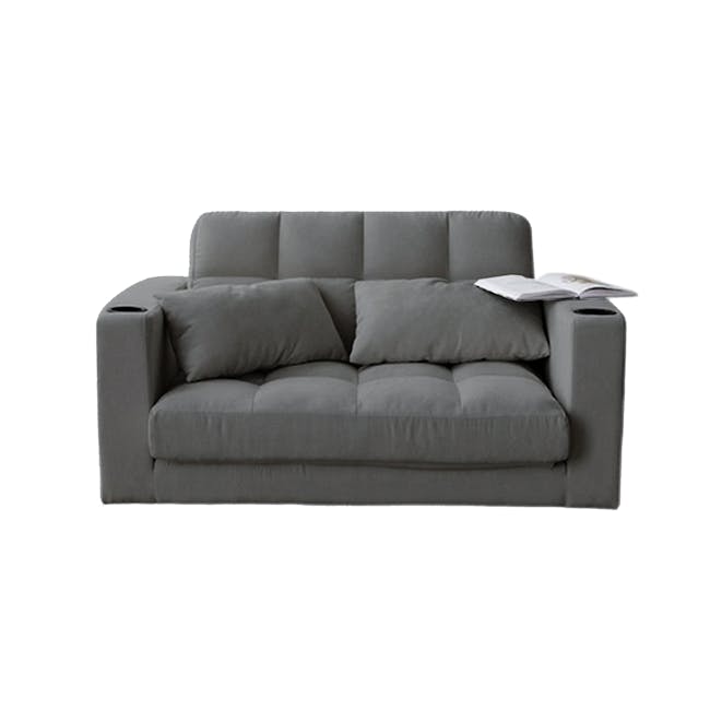 Holmes 2 Seater Sofa Bed - Grey (Eco Clean Fabric) - 1 - Grey upholstered sofa, modern design, comfortable seating, padded